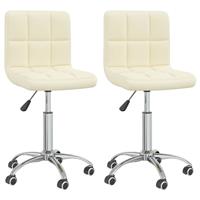 vidaXL Esszimmerstühle 2 Stk. Drehbar Creme Stoff 