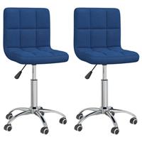 vidaXL Eetkamerstoelen draaibaar 2 st stof blauw