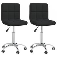vidaXL Esszimmerstühle 2 Stk. Drehbar Schwarz Stoff 