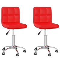 vidaXL Eetkamerstoelen draaibaar 2 st kunstleer rood