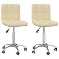vidaXL Esszimmerstühle 2 Stk. Drehbar Creme Kunstleder 