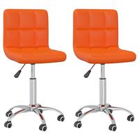 vidaXL Eetkamerstoelen draaibaar 2 st kunstleer oranje