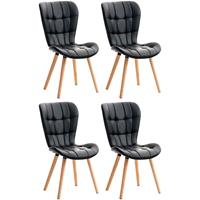 CLP 4er Set Esszimmerstuhl Elda Kunstleder-schwarz