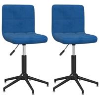 vidaXL Esszimmerstühle 2 Stk. Drehbar Blau Samt 