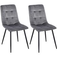 HOMCOM set van 2 eetkamerstoel keukenstoel eettafel schuimstof metaal grijs + zwart 45 x 63 x 90 cm | Aosom Netherlands