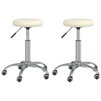 vidaXL Bürostühle 2 Stk. Drehbar Creme Kunstleder 