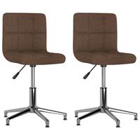 vidaXL Eetkamerstoelen 2 st draaibaar stof bruin
