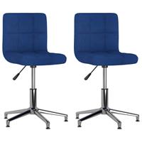 vidaXL Eetkamerstoelen 2 st draaibaar stof blauw