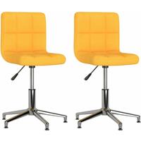 vidaXL Eetkamerstoelen 2 st draaibaar stof mosterdgeel