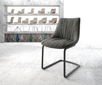 DELIFE Schwingstuhl Elda-Flex Strukturstoff Anthrazit Freischwinger rund Schwarz