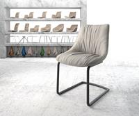DELIFE Schwingstuhl Elda-Flex Stripes Hellgrau Freischwinger rund Schwarz