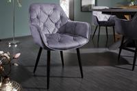 Invicta Interior Eetkamerstoel Milano Fluweel Grijs - 41177