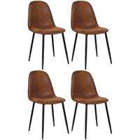 CLP 4er Set Esszimmerstühle Napier-braun-Kunstleder