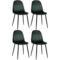 CLP 4er Set Esszimmerstühle Napier-grün-Samt