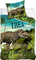 Carbotex dekbedovertrek T-Rex junior 70 x 90 cm katoen groen