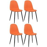 CLP 4er Set Esszimmerstühle Napier-orange-Stoff