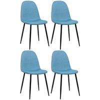 CLP 4er Set Esszimmerstühle Napier-blau-Stoff
