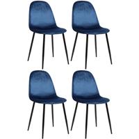 CLP 4er Set Esszimmerstühle Napier-blau-Samt