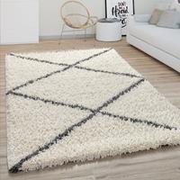 Paco Home Hochflor-Teppich Kalmar 442, rechteckig, 40 mm Höhe, Scandi Design, Rauten Motiv, Wohnzimmer