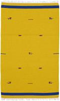 Morgenland Wollteppich Kelim Teppich handgewebt gelb, rechteckig, 6 mm Höhe, Kurzflor