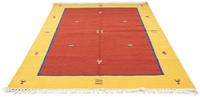 Morgenland Wollteppich Kelim Teppich handgewebt orange, rechteckig, 6 mm Höhe, Kurzflor