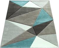 pacohome Paco Home Designer Teppich Moderner Konturenschnitt Trendige Dreiecke Pastell Grau Türkis 120x170 cm