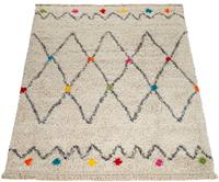 Paco Home Teppich Wooly 281, rechteckig, 40 mm Höhe, Hochflor-Shaggy, Scandi-Muster, mit Fransen, Wohnzimmer