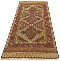 Morgenland Wollteppich Kelim Afghan Teppich handgewebt gold, rechteckig, 4 mm Höhe, Kurzflor