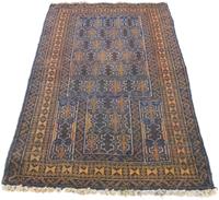 Morgenland Wollteppich Belutsch Teppich handgeknüpft blau, rechteckig, 10 mm Höhe, handgeknüpft
