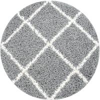 Paco Home Hochflor-Teppich Kalmar 441, rund, 40 mm Höhe, Scandi Design, Rauten Muster, Wohnzimmer