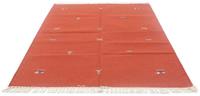 Wollteppich Kelim Teppich handgewebt orange, morgenland, rechteckig, Höhe: 6 mm, Kurzflor