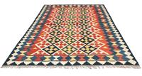 Morgenland Wollteppich Kelim Fars Teppich handgewebt orange, rechteckig, 4 mm Höhe, Kurzflor