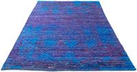 Morgenland Teppich Designer Teppich handgeknüpft blau, rechteckig, 18 mm Höhe, Viskose