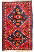 Morgenland Wollteppich Belutsch Teppich handgeknüpft rot, rechteckig, 8 mm Höhe, handgeknüpft
