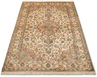 Morgenland Teppich Kaschmir Seide Teppich handgeknüpft beige, rechteckig, 5 mm Höhe
