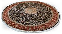 Kayoom Seidenteppich Kashan 1756, rund, 10 mm Höhe, Einzelstück mit Zertifikat, Wohnzimmer