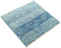 Morgenland Wollteppich Designer Teppich handgeknüpft blau, quadratisch, 6 mm Höhe, handgeknüpft
