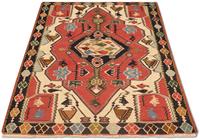Morgenland Wollteppich Kelim Teppich handgewebt rot, rechteckig, 6 mm Höhe, Kurzflor