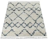 Paco Home Hoogpolig vloerkleed Nador 757 zachte shaggy met ruiten design en franje, ideaal in de woonkamer & slaapkamer