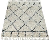 Paco Home Hoogpolig vloerkleed Nador 755 zachte shaggy met ruiten design en franje, ideaal in de woonkamer & slaapkamer