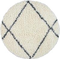 Paco Home Hochflor-Teppich Kalmar 442, rund, 40 mm Höhe, Scandi Design, Rauten Motiv, Wohnzimmer