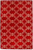 Morgenland Wollteppich Designer Teppich handgetuftet rot, rechteckig, 18 mm Höhe