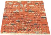 Morgenland Wollteppich Designer Teppich handgeknüpft orange, quadratisch, 6 mm Höhe, handgeknüpft