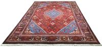 Morgenland Wollteppich Malayer Teppich handgeknüpft rot, rechteckig, 12 mm Höhe
