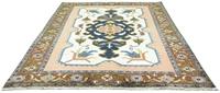 Morgenland Wollteppich Heriz Teppich handgeknüpft beige, rechteckig, 14 mm Höhe