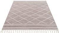 Carpet City Teppich Art 2645, rechteckig, 7 mm Höhe, Kurzflor Teppich, mit Fransen, Wohnzimmer