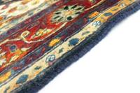 Morgenland Wollteppich Malayer Teppich handgeknüpft blau, rechteckig, 9 mm Höhe, handgeknüpft