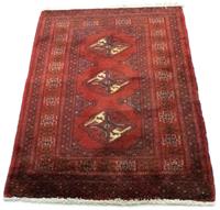 Morgenland Wollteppich Turkaman Teppich handgeknüpft rot, rechteckig, 6 mm Höhe