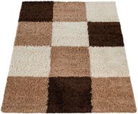 Paco Home Hochflor-Teppich Mango 316, rechteckig, 35 mm Höhe, Shaggy, kariertes Design, Wohnzimmer
