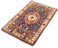 Morgenland Wollteppich Malayer Teppich handgeknüpft blau, rechteckig, 7 mm Höhe, handgeknüpft